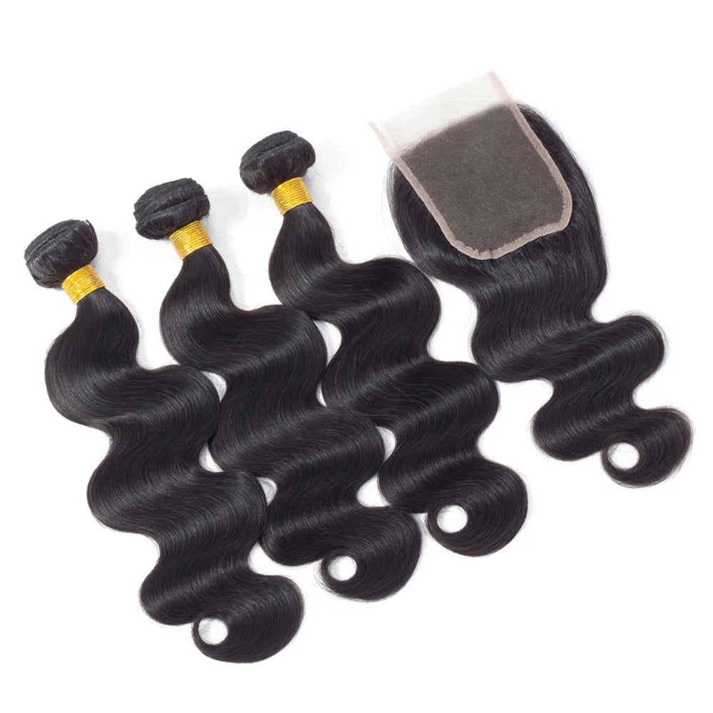 Ombre Color Body Wave Human Hair Bundles with closure 100% Unprocessed Virgin Hair 1b/4/27 Colored Bundles human Hair Extension