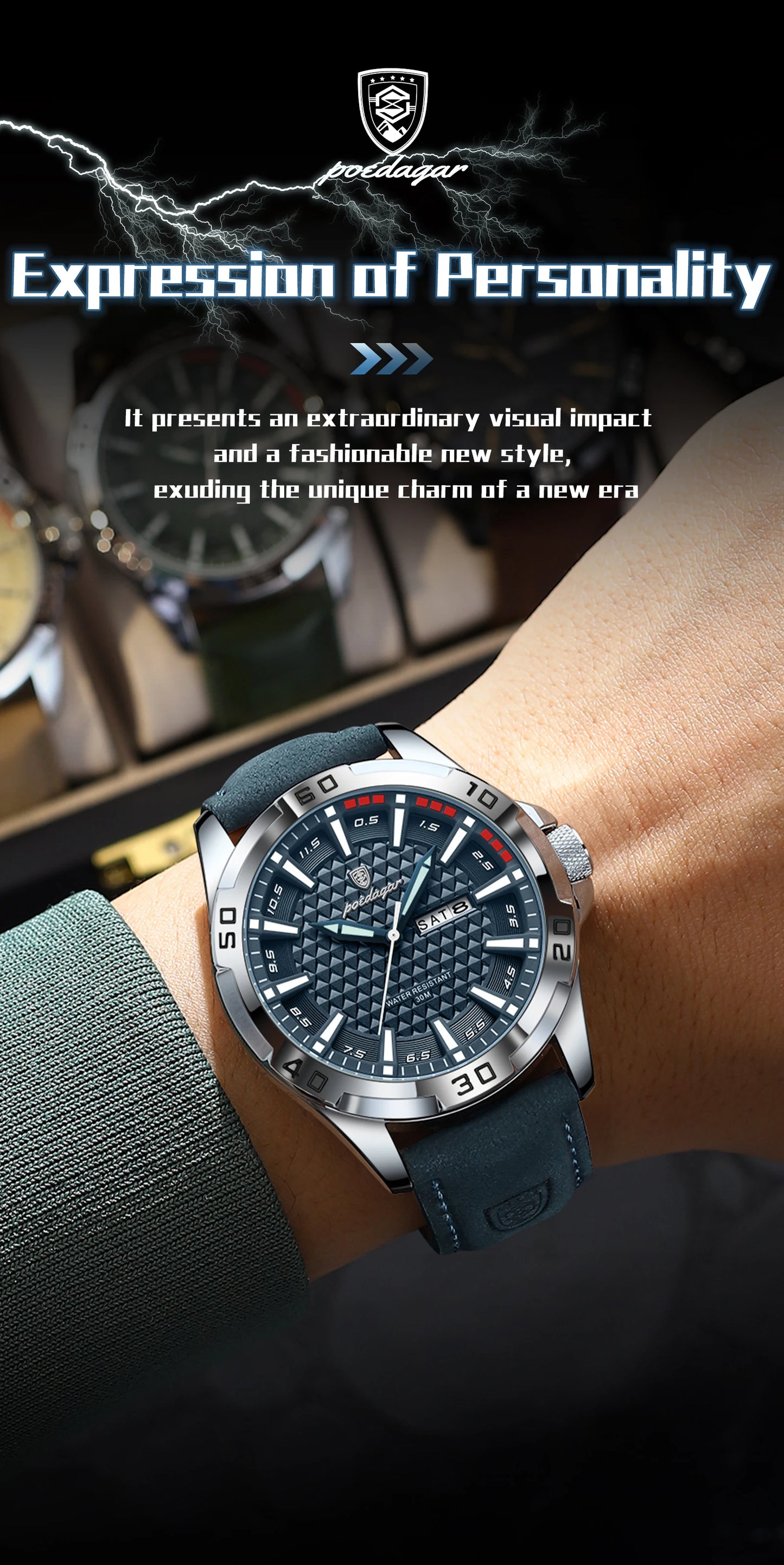 POEDAGAR Original Man Wristwatch Top Luxury Waterproof Luminous