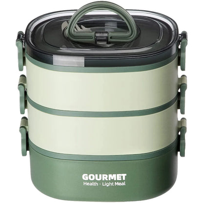 2000ML Lunch Box Portable 3 Layer  Box Leakproof Microwavable