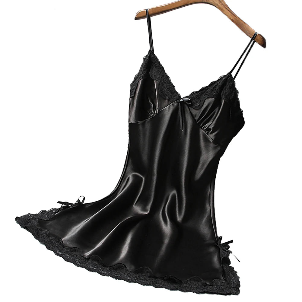 Ladies Sexy Silk Satin Night Dress Nightgown