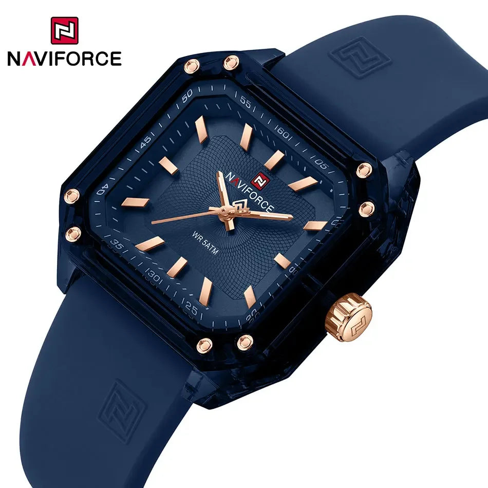 NAVIFORCE NF7106 Fashion Watch Simple Square Dial Silicone Strap Quartz
