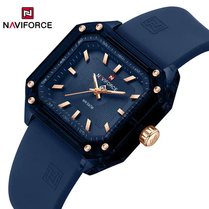 NAVIFORCE NF7106 Fashion Watch Simple Square Dial Silicone Strap Quartz
