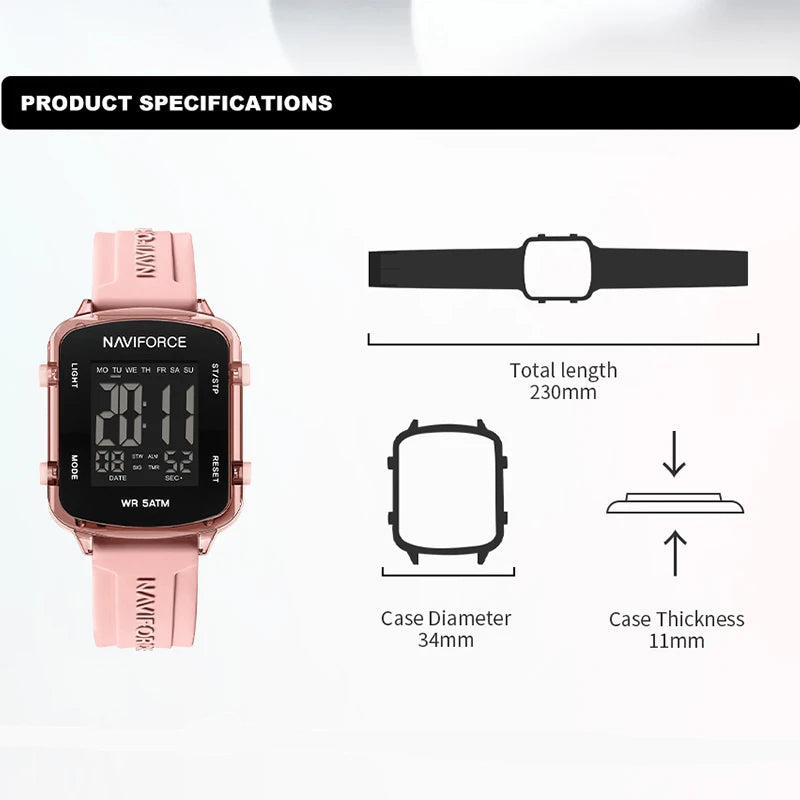 NAVIFORCE 2025 Fashion Watches for Woman LCD Digital Movement