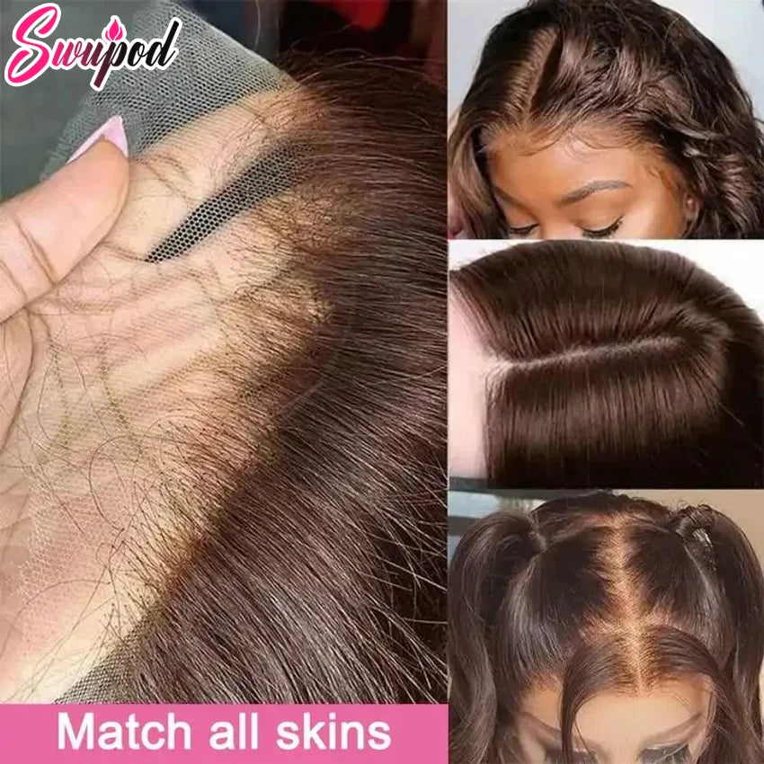 250% 360 Full Lace 13x6 HD Lace Frontal Wig 30 inch 13x4 Straight Remy Human Hair #4 Dark Chocolate Brown Glueless Pre Plucked