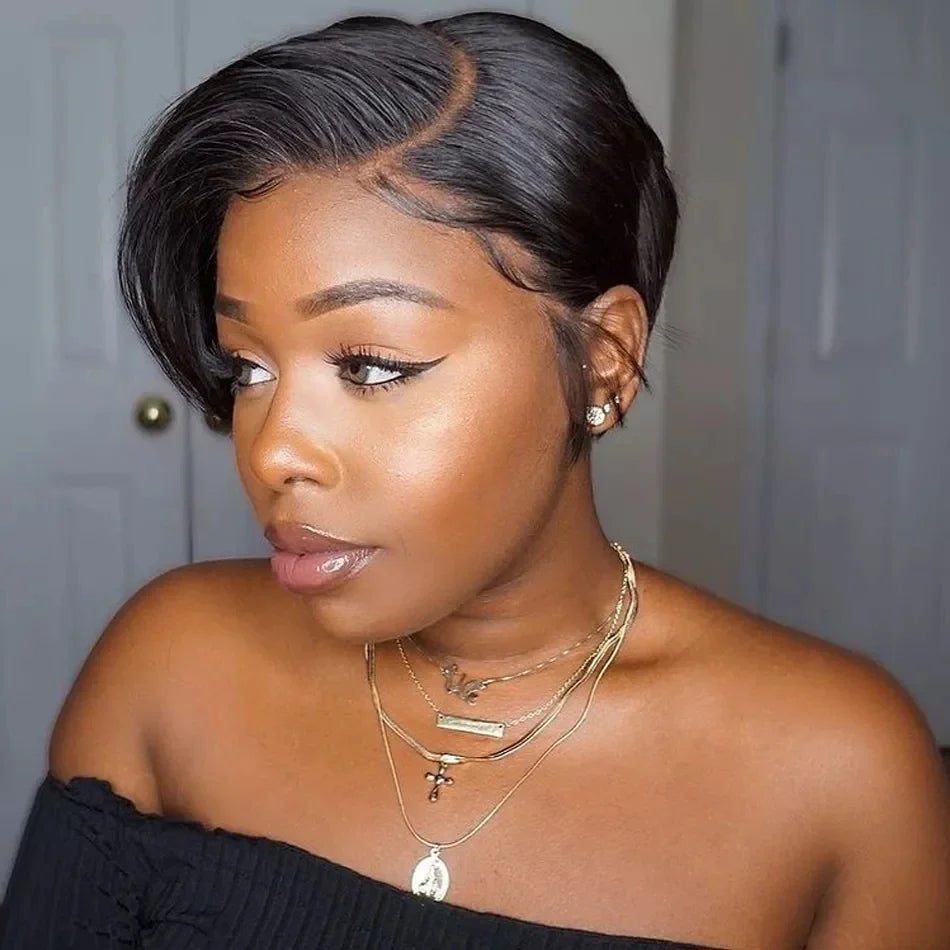 Pixie Cut Straight Wigs Short Bob Hair Wig 100% Human Hair 13x4 Lace Front