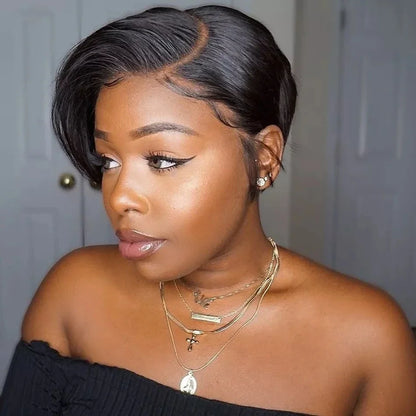 Pixie Cut Straight Wigs Short Bob Hair Wig 100% Human Hair 13x4 Lace Front