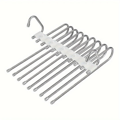 9-layer folding polished stainless steel pants rack storage tool