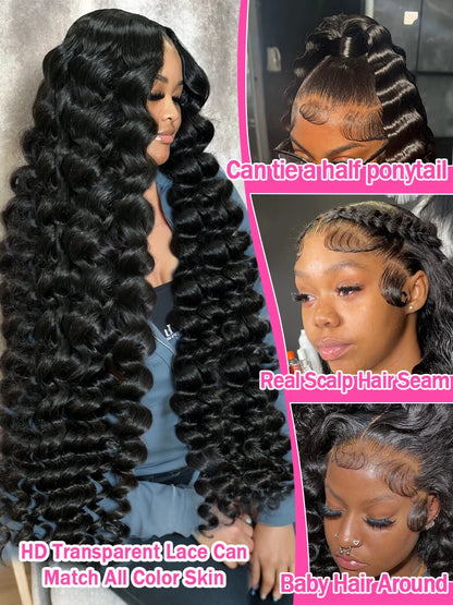 Luvin Loose Wave 13x6 HD Lace Frontal Wigs Loose Waves Wig Human Hair Brazilian Loose Deep Wave Curly Wigs Human Hair For Women