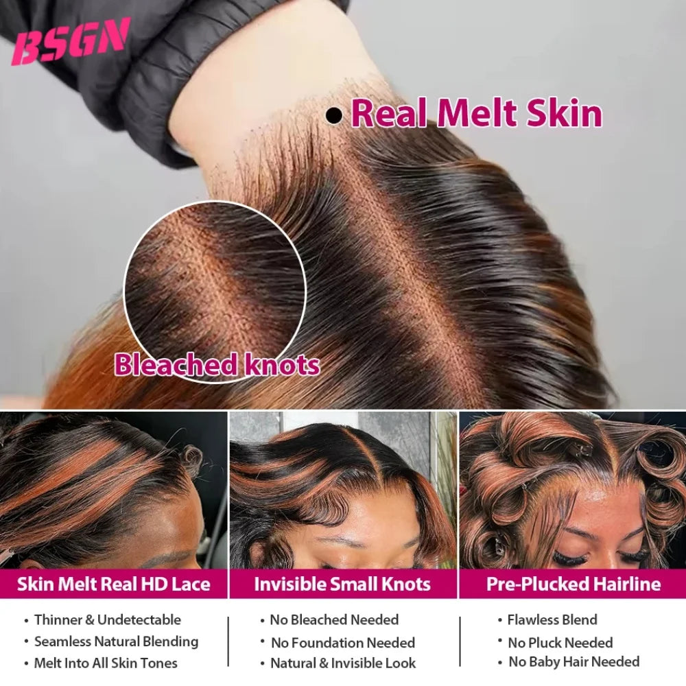 200% Body Wave Lace Frontal Human Hair Wig 1b/30 13x4 Full Lace Frontal Human Hair Wigs Pre Plucked Bleached Knots Glueless Wigs