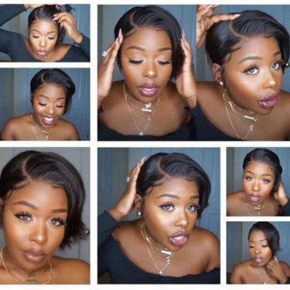 Side Part Wig 13X4 Lace Frontal Wigs Short Wigs for Black Women Human Hair Pixie Cut Wig Lace Front Human Hair Wigs Pre Plucked