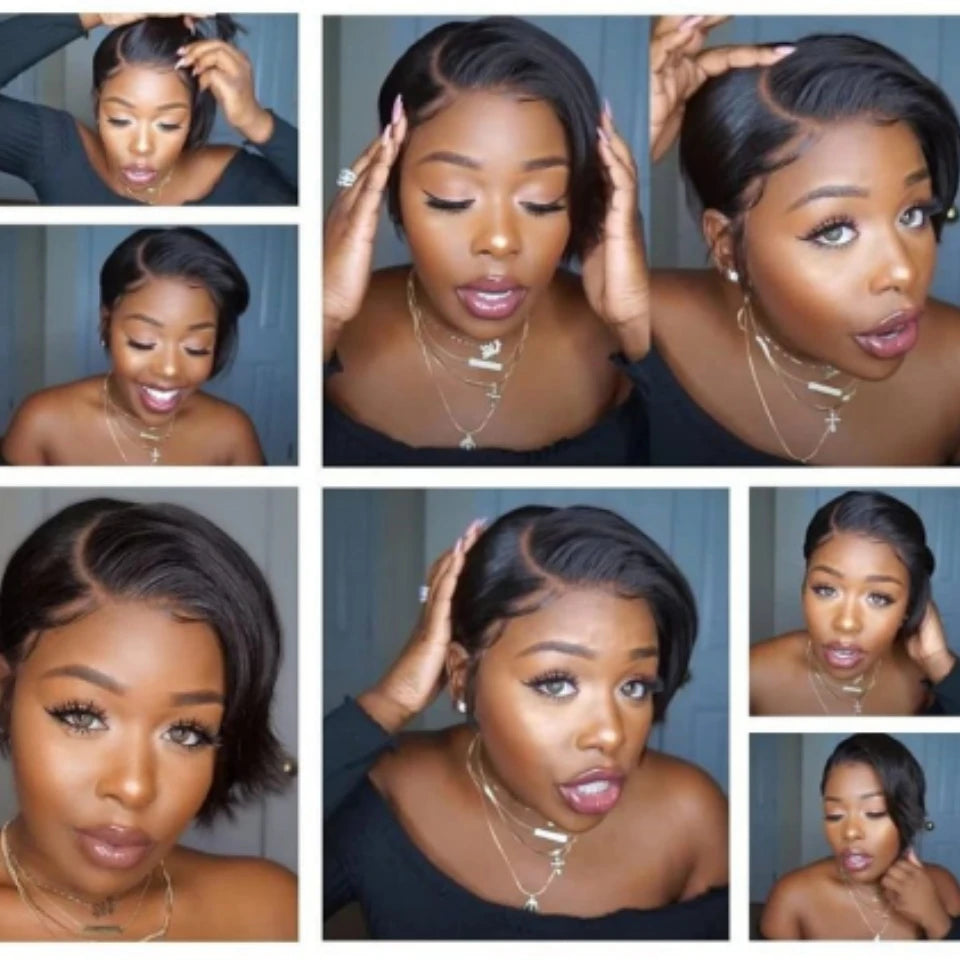 Short Pixie Cut Straight Bob Wig 13x4 Lace Front Human Hair