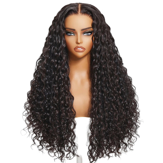 Invisible Strap 360 Lace Frontal Water Wave Wig Pre Plucked Pre Cut Pre Bleached Glueless