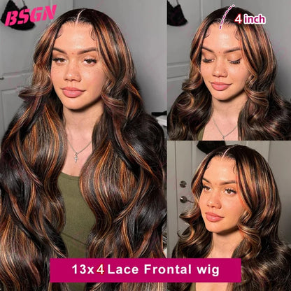 200% Body Wave Lace Frontal Human Hair Wig 1b/30 13x4 Full Lace Frontal Human Hair Wigs Pre Plucked Bleached Knots Glueless Wigs