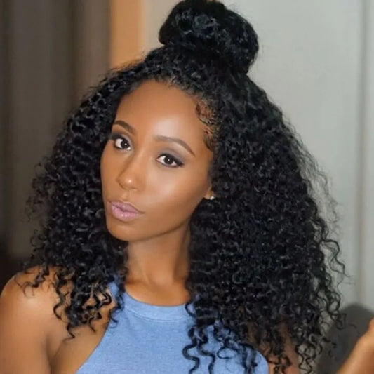 Short Kinky Curly Bob Frontal Wig 12A Malaysian Lace Front Human Hair Wigs