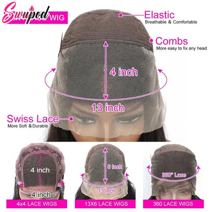 250% 360 Full Lace 13x6 HD Lace Frontal Wig 30 inch 13x4 Straight Remy Human Hair #4 Dark Chocolate Brown Glueless Pre Plucked