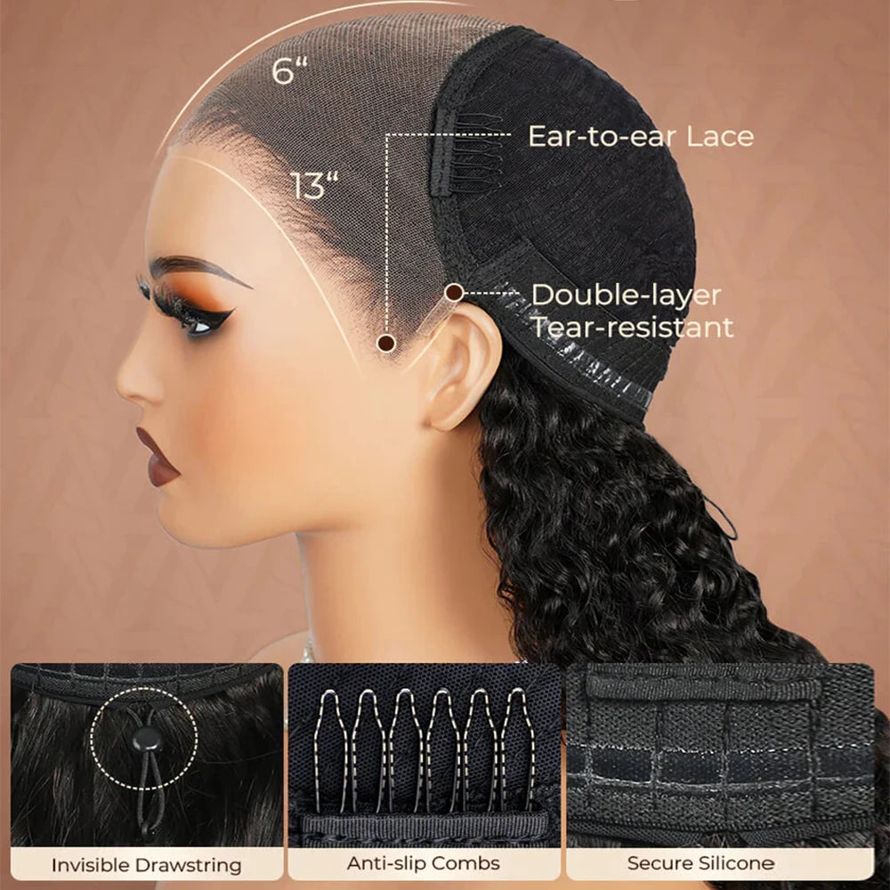 ARABELLA Hair 13x6 Wear and Go Chocolate Brown Glueless Wig Body Wave Lace Front Wigs With Drawstring Bleached Knots Pre-Plucked