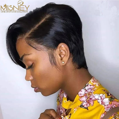 13x4 Lace Frontal Wig Pixie Cut Wig Brazilian Human Hair