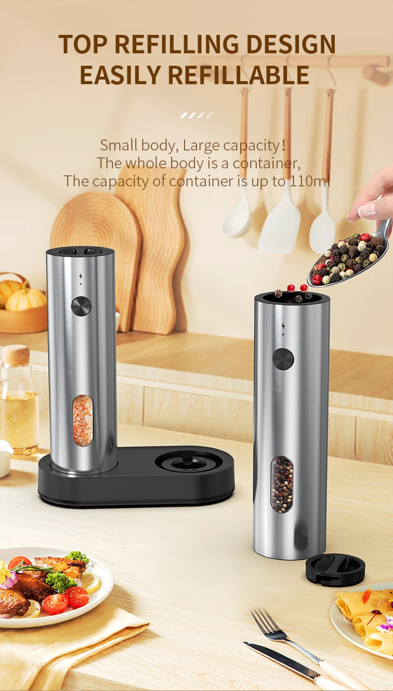 USB Rechargeable Automatic Pepper Grinder Salt And Pepper Mill