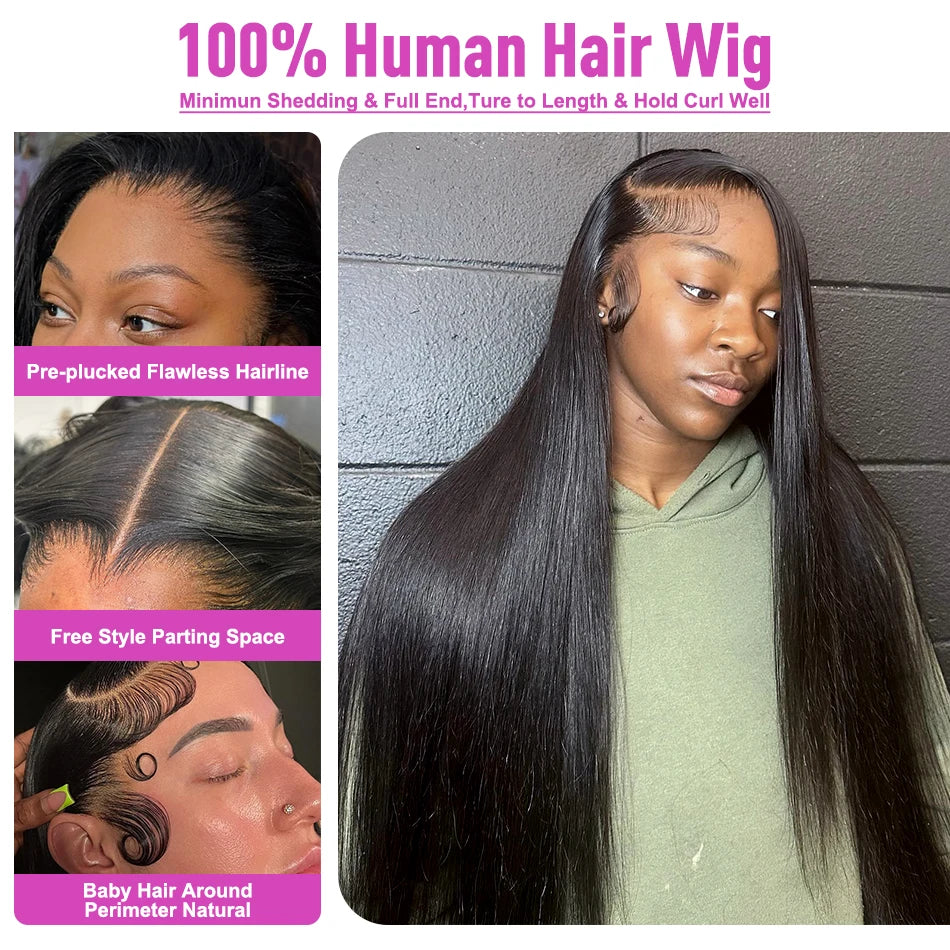 100% Human Hair 13x4 Bone Straight HD Lace Front Wig