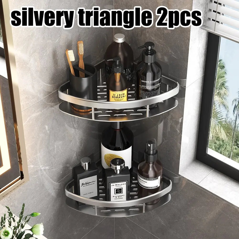 Wall mounted shower shampoo rack bathroom rack towel rack diamond free stand tripod wall hanging corner rectangular stand
