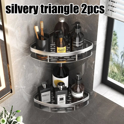 Wall mounted shower shampoo rack bathroom rack towel rack diamond free stand tripod wall hanging corner rectangular stand