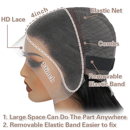 200% Body Wave Lace Frontal Human Hair Wig 1b/30 13x4 Full Lace Frontal Human Hair Wigs Pre Plucked Bleached Knots Glueless Wigs