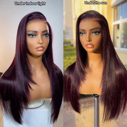 UNICE Black Cherry Colored Human Hair Wigs 7x5 & 13x4 Pre Cut Pre Bleached Glueless Wig Human hair Ready To Wear 150% Density