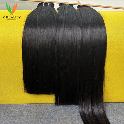 16A Vietnamese Double Drawn Bone Straight Bundles with Lace Closure Raw Hair Bundles Raw Hair