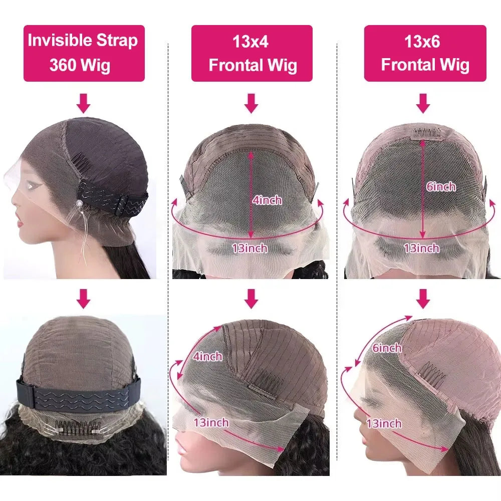 Vietnamese Water Wave Lace Front Human Hair Wigs Deep Wave 13x6 HD Lace Frontal Wig Invisible Strap 360 Full Lace Glueless Wig
