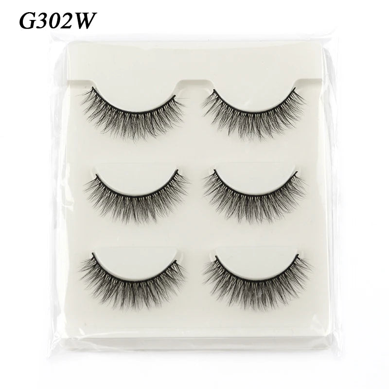 3 pairs False Eyelashes Natural Long 3D Mink Lashes Soft  Fluffy