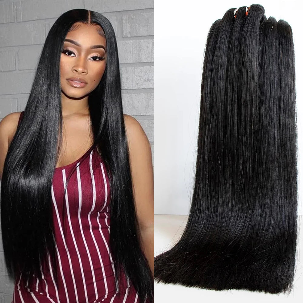 100% Human Vietnamese Raw Hair Bundles Super Double Drawn 16A Virgin Hair Bundle Straight Human Hair Weave Thick Ends Extension