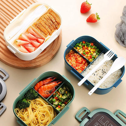1200ML 2 Layer Bento Lunch Box With Spoon Fork