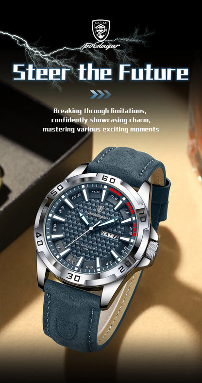 POEDAGAR Original Man Wristwatch Top Luxury Waterproof Luminous