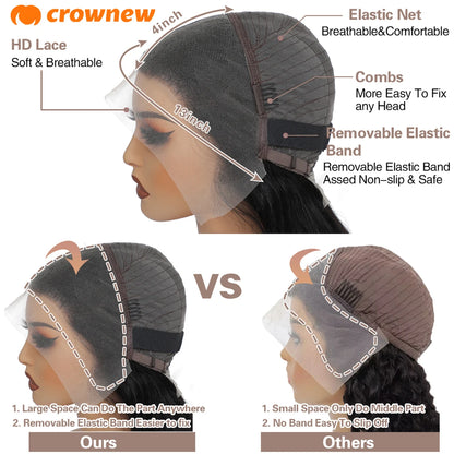 Body Wave Human Hair Wigs 13x6 HD Lace Frontal Wig 13X4 Lace Front Human Hair Wig 200% Pre Plucked Body Wave Wigs Human Hair 34"