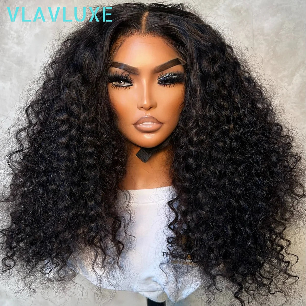Glueless Curly Deep Wave Human Hair Wigs 13×6 HD Transparent Lace Frontal Wigs 250% Density 36 Inches Natural Black Colored Wigs