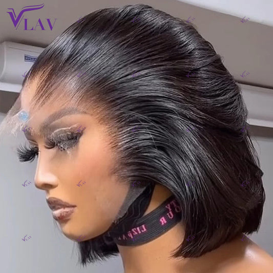 Glueless Short Bob Straight Wigs Human Hair 13×4/13×6 HD Lace Frontal Wigs Wear And Go 360 HD Transparent Lace Human Hair Wigs