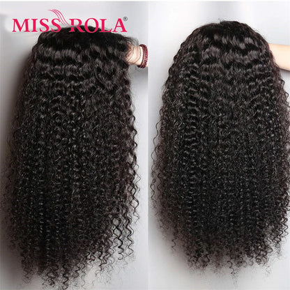 MISS ROLA Hair 13x4 Lace Frontal Human Hair Wigs Kinky Curly Human Hair Wigs Brazilian Remy Curly Hair Pre Plucked 180% Density