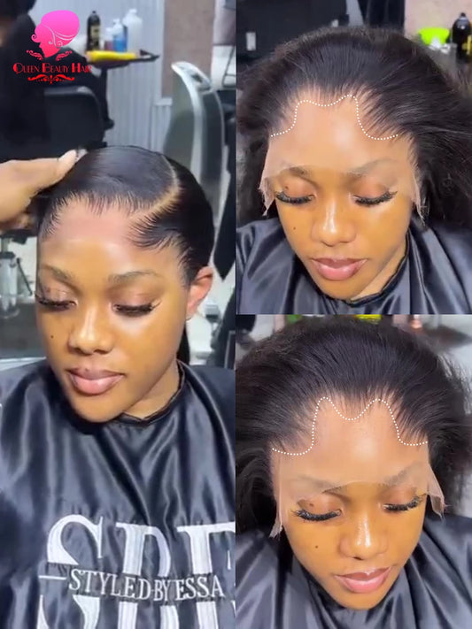 13x4 Lagos Hairline Wig 13x6 360 Lace Front Human Hair Wig 1B Straight Pre Plucked M Shaped Hairline Lace Frontal Wig Human Hair