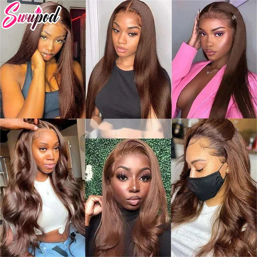 250% 360 Full Lace 13x6 HD Lace Frontal Wig 30 inch 13x4 Straight Remy Human Hair #4 Dark Chocolate Brown Glueless Pre Plucked