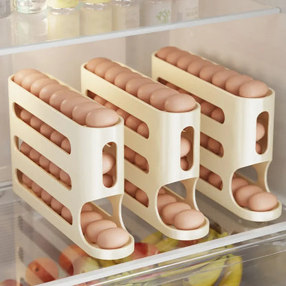 4 Layers Automatic Rolling Egg Holder Rack Fridge