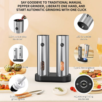 USB Rechargeable Automatic Pepper Grinder Salt And Pepper Mill