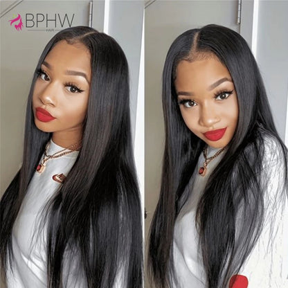 Straight Human Hair Bundles With Frontal Indian Hair Weave 3 Bundles With Lace Closure Wavy Human Hair Extensions Natural Color