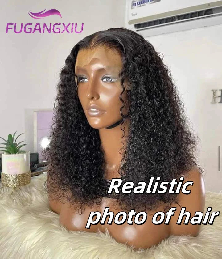 Short Kinky Curly Bob Frontal Wig 12A Malaysian Lace Front Human Hair Wigs Wet And Wavy Water Wave Bob Wig 13x4 Frontal Wig Remy