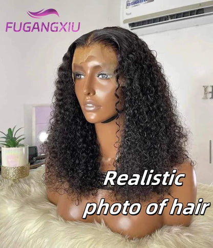 Short Kinky Curly Bob Frontal Wig 12A Malaysian Lace Front Human Hair Wigs Wet And Wavy Water Wave Bob Wig 13x4 Frontal Wig Remy