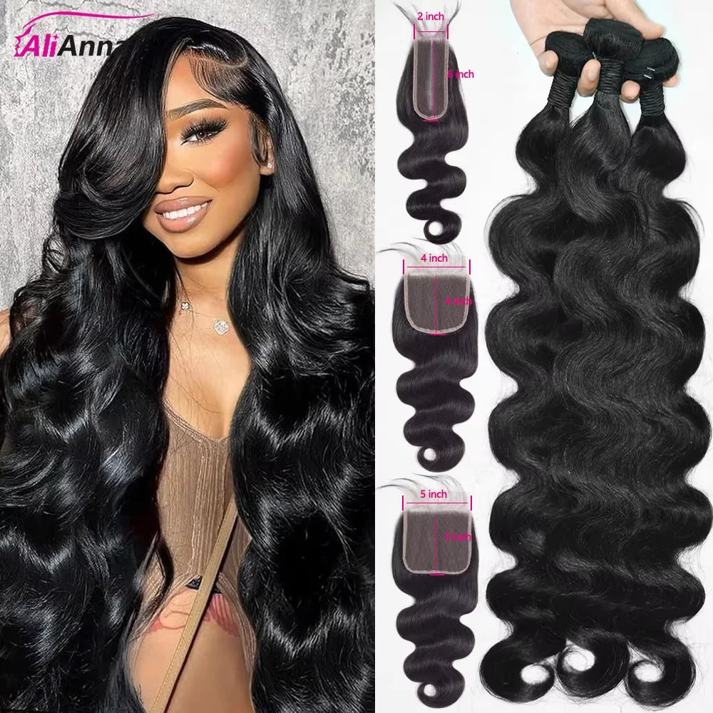 Body Wave Human Hair Bundles With A Closure 2x6 HD Lace Closure Human Hair Bundles With 4x4 Closure 5x5 Brazilian Bundle Deals