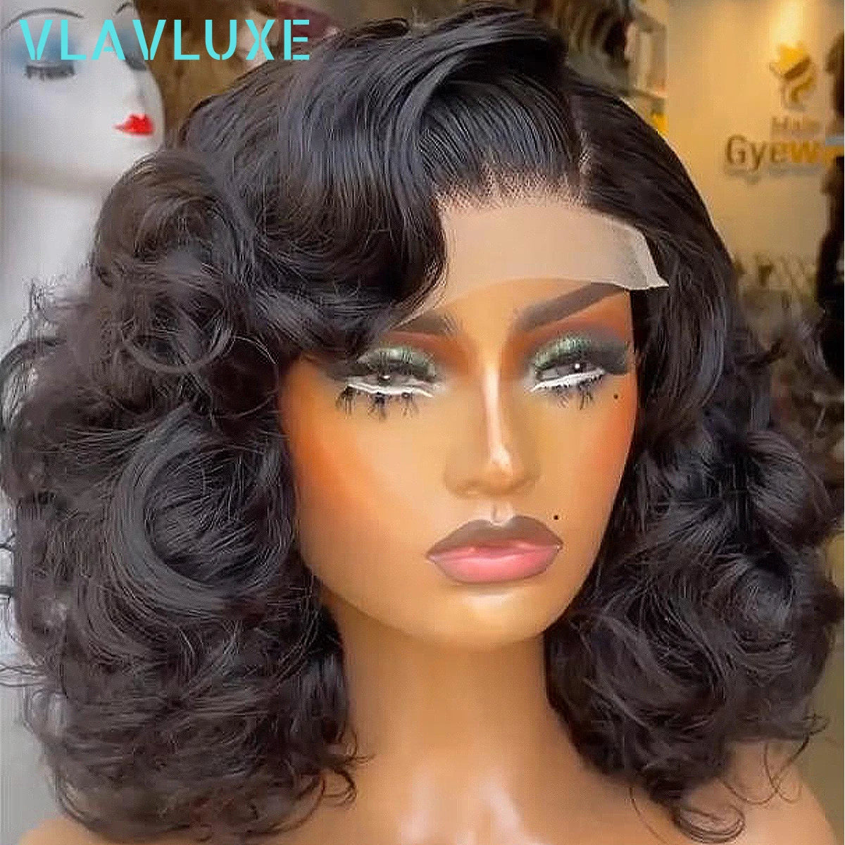400 Density Bouncy Curly Glueless Curly Wigs 100% Human Hair Super Double Ready To Wear 13x6 HD Lace Front Super Double Remy Wig