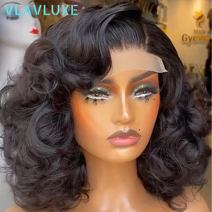 400 Density Bouncy Curly Glueless Curly Wigs 100% Human Hair Super Double Ready To Wear 13x6 HD Lace Front Super Double Remy Wig