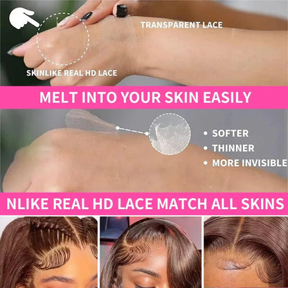 Brown HD Transparent Curly Lace Front Human Hair Wigs Deep Wave Frontal Wig Brazilian Chocolate Brown Water Wave Wigs Human Hair