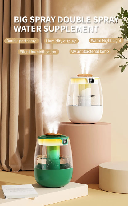 Air Humidifier Double Spray Port 1.3L Large Capacity Aroma Air Humidifier