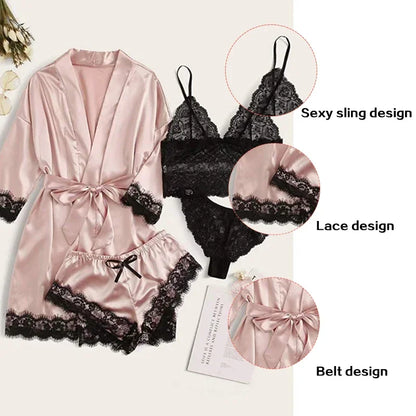 4 Pieces Woman Sleepwear Pajamas